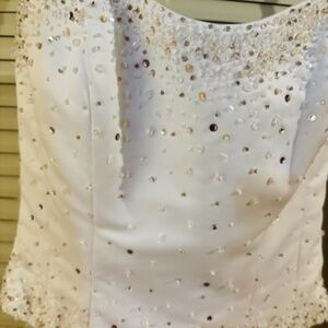 Wedding Dress Corset Top Only White with Clear and Amethyst Purple Crystals NWT